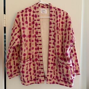 Zara Girls size 13-14 Pink and Cream Geometric Blazer